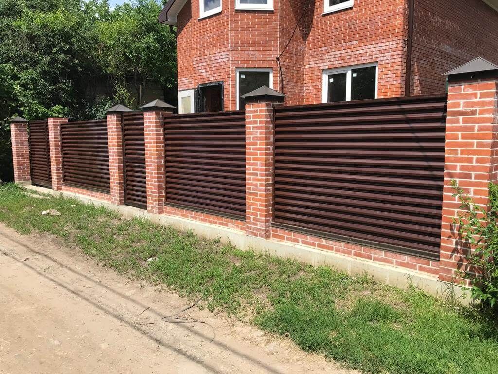 Забор из ламелей ЭКО-Z усиленных 25м RAL8017/8017 Шоколад двусторонний в Мариуполе
